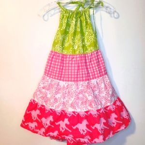 Young Colors Tiered Halter Dress